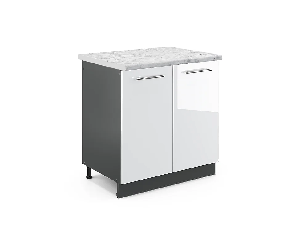 Meuble bas sous-évier blanc haute brillance 80x60x82 fame-line