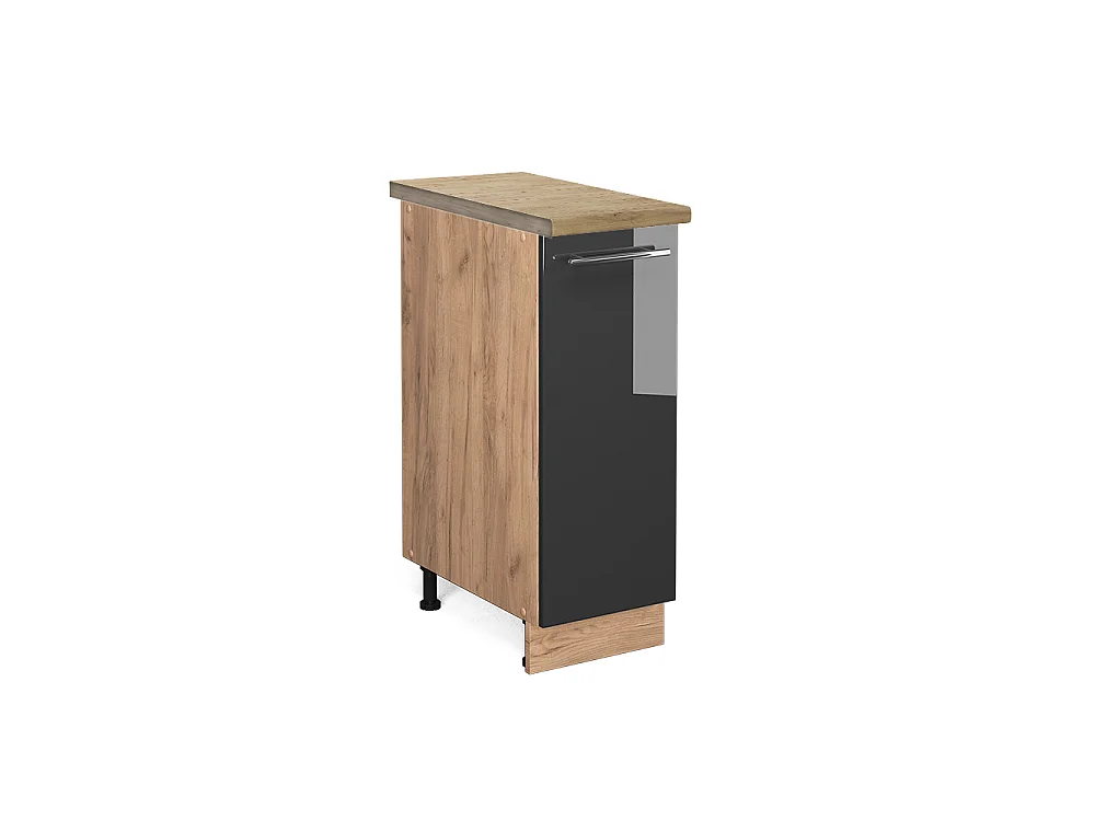Meuble de cuisine anthracite haute brillance 30x60x82 fame-line