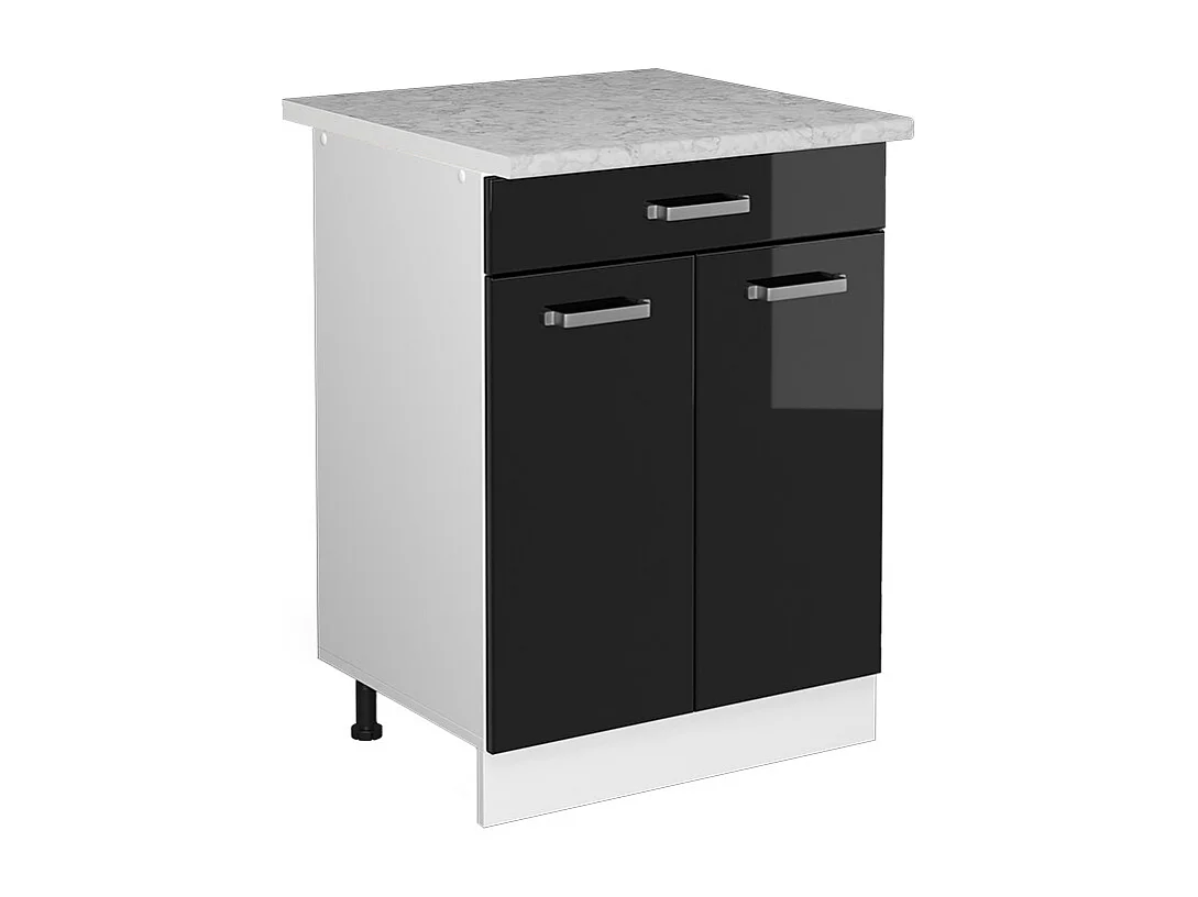 Mobiletto base per cucina nero lucido 60x60x81.6 r-line