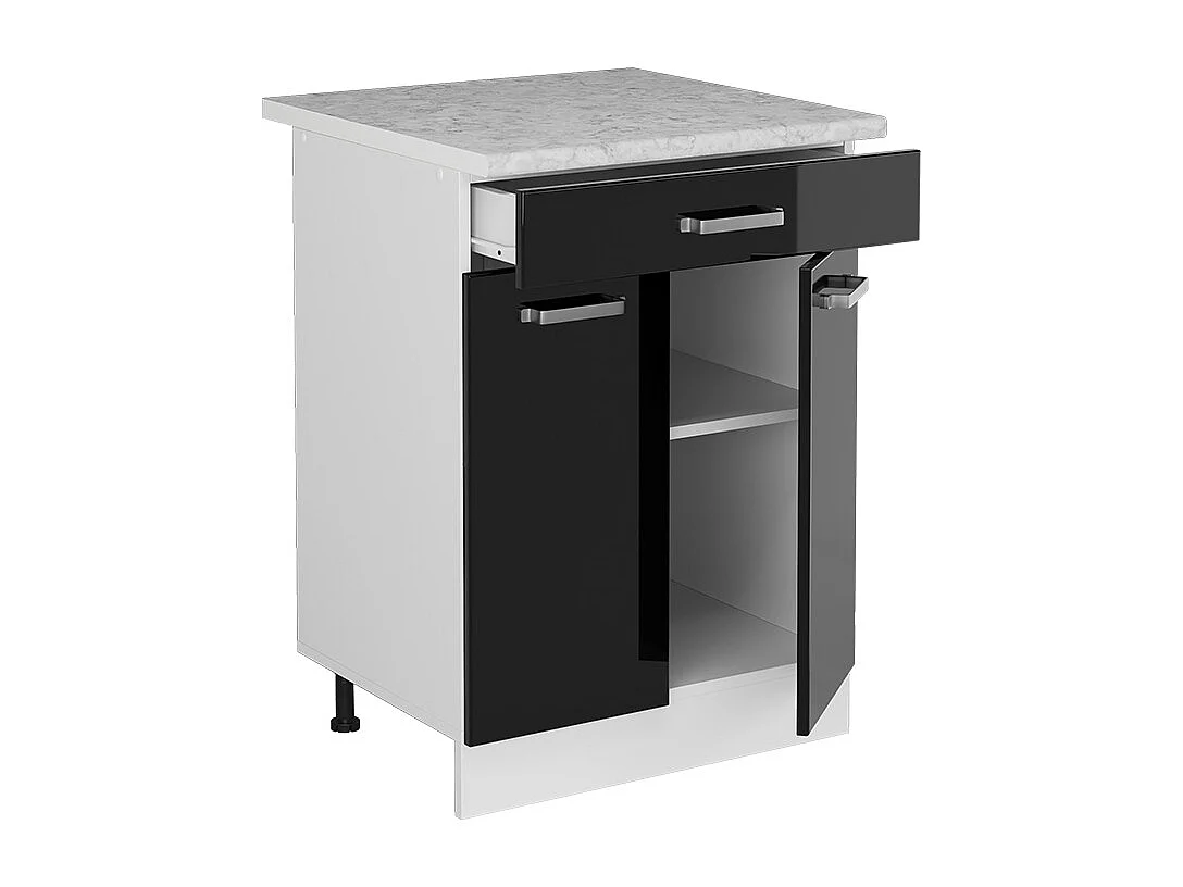 Mobiletto base per cucina nero lucido 60x60x81.6 r-line