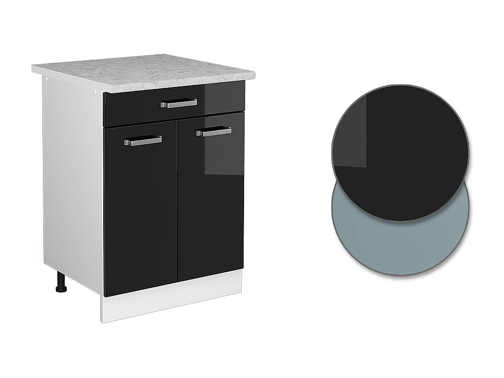 Mobiletto base per cucina nero lucido 60x60x81.6 r-line