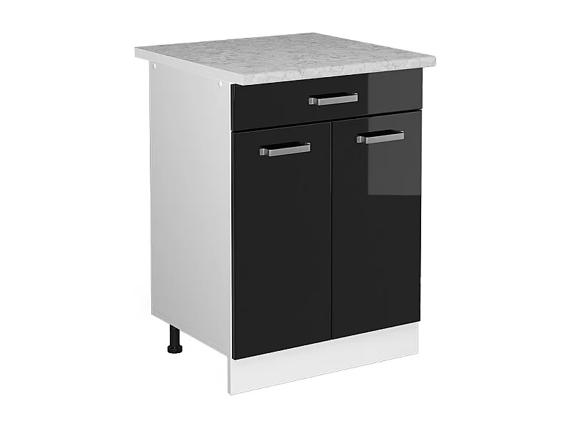 Mobiletto base per cucina nero lucido 60x60x81.6 r-line