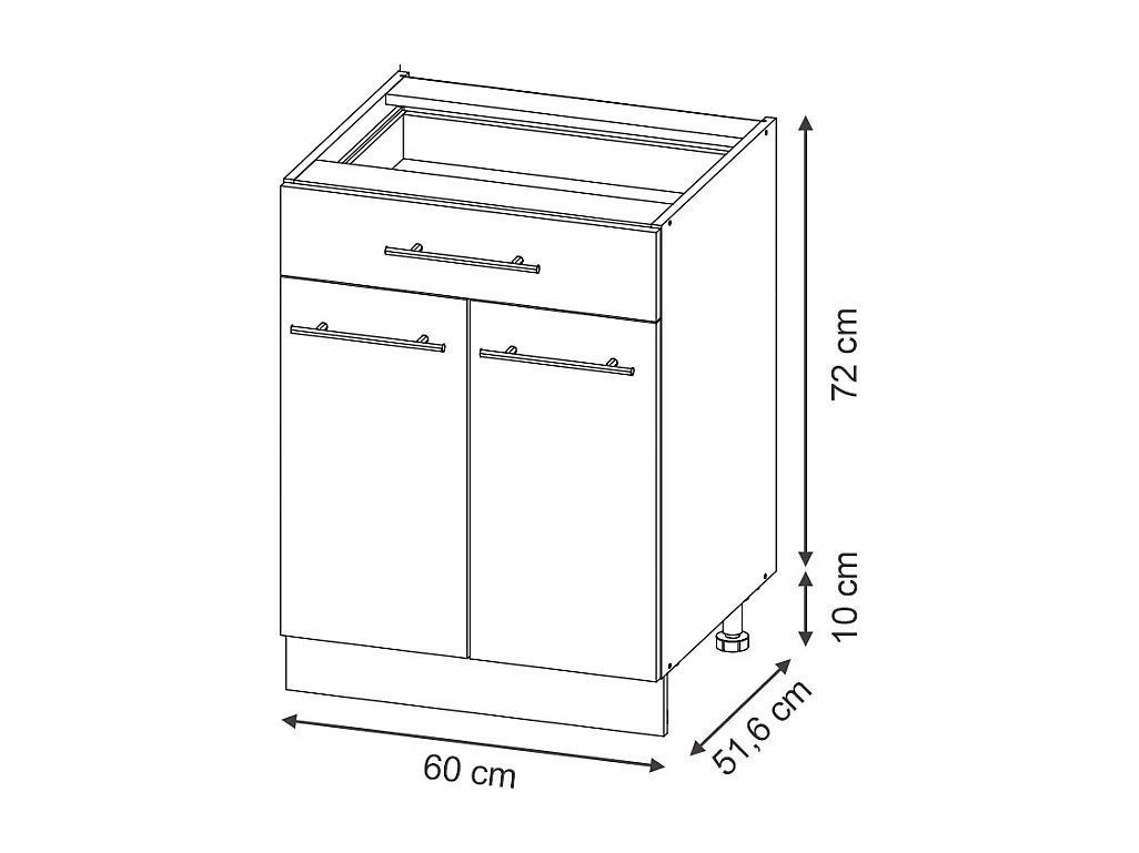 Meuble cuisine panneau en chêne 60x51.6x82 fame-line