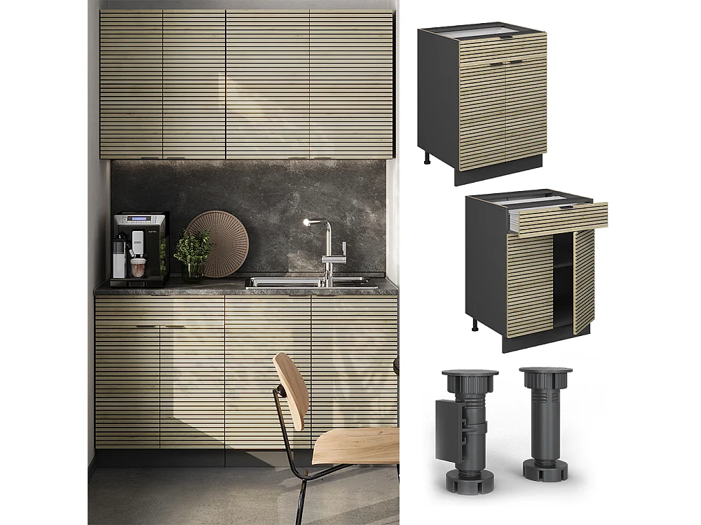 Meuble cuisine panneau en chêne 60x51.6x82 fame-line