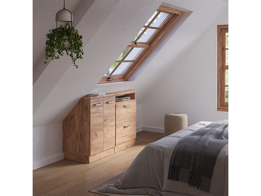 Meuble sous pente chêne de force doré 120x46x81.6 r-line