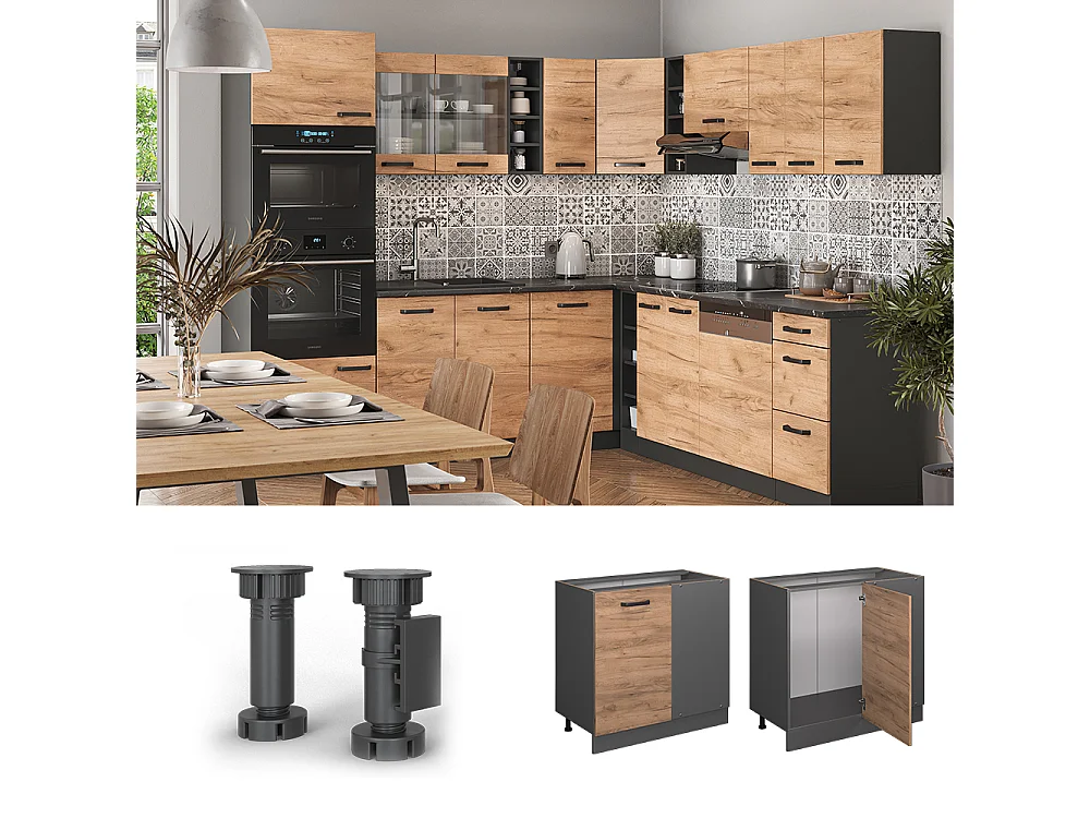 Mobile ad angolo cucina quercia dorata 86x60x81.6 r-line