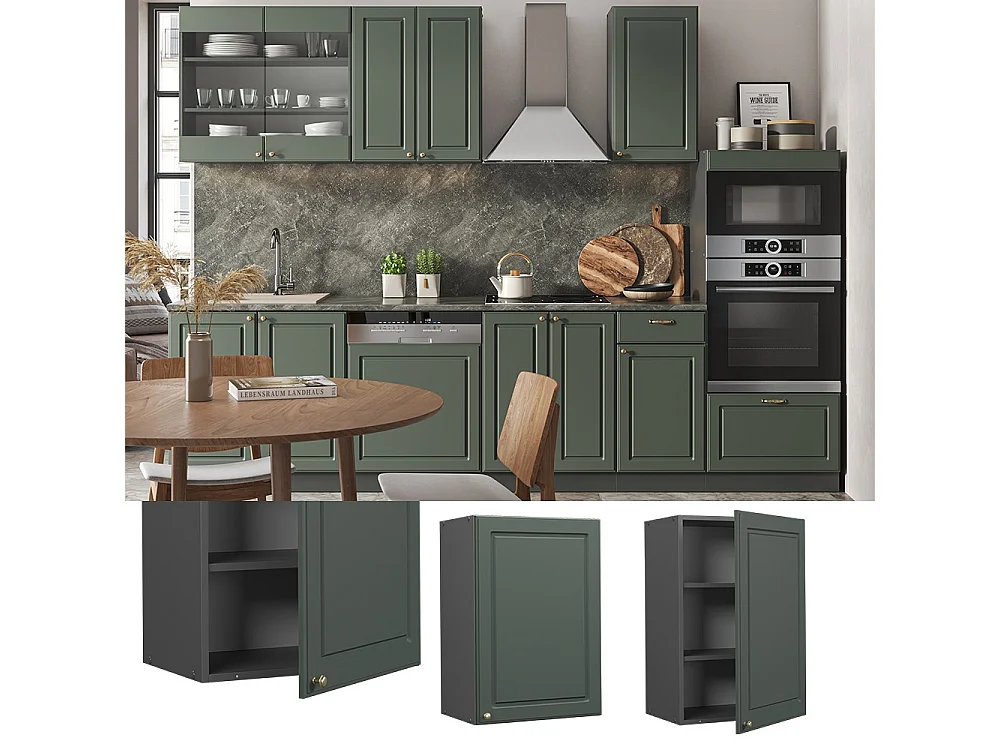 Wall cabinet green-gold country house 50x34.1x72 fame-line