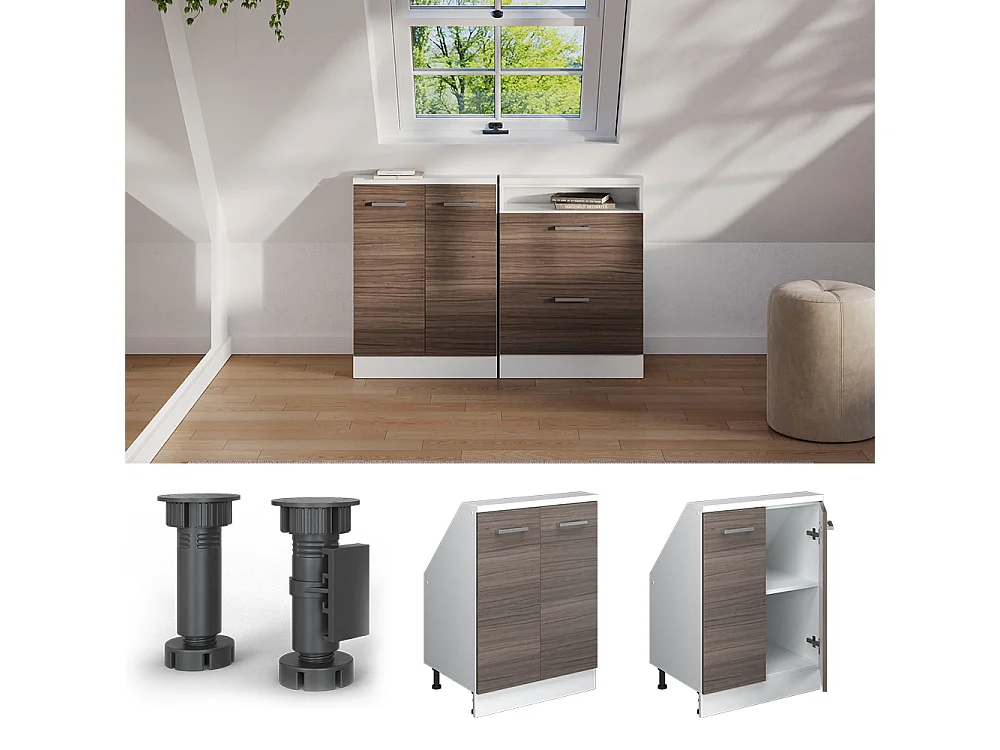Küchenschrank für Dachschrägen edelgrau 60x46x81.6 r-line