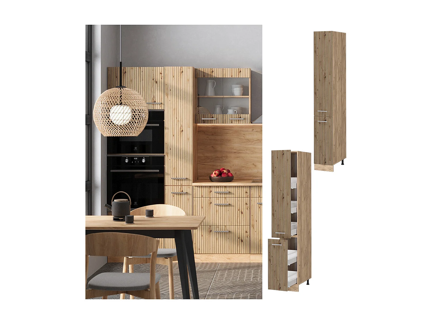 Meuble haute de cuisine chêne artisan 30x57.2x206.8 r-line