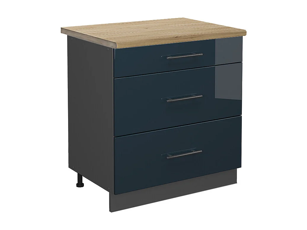 Mueble bajo de cocina azul oscuro alto brillo 80x60x82 fame-line