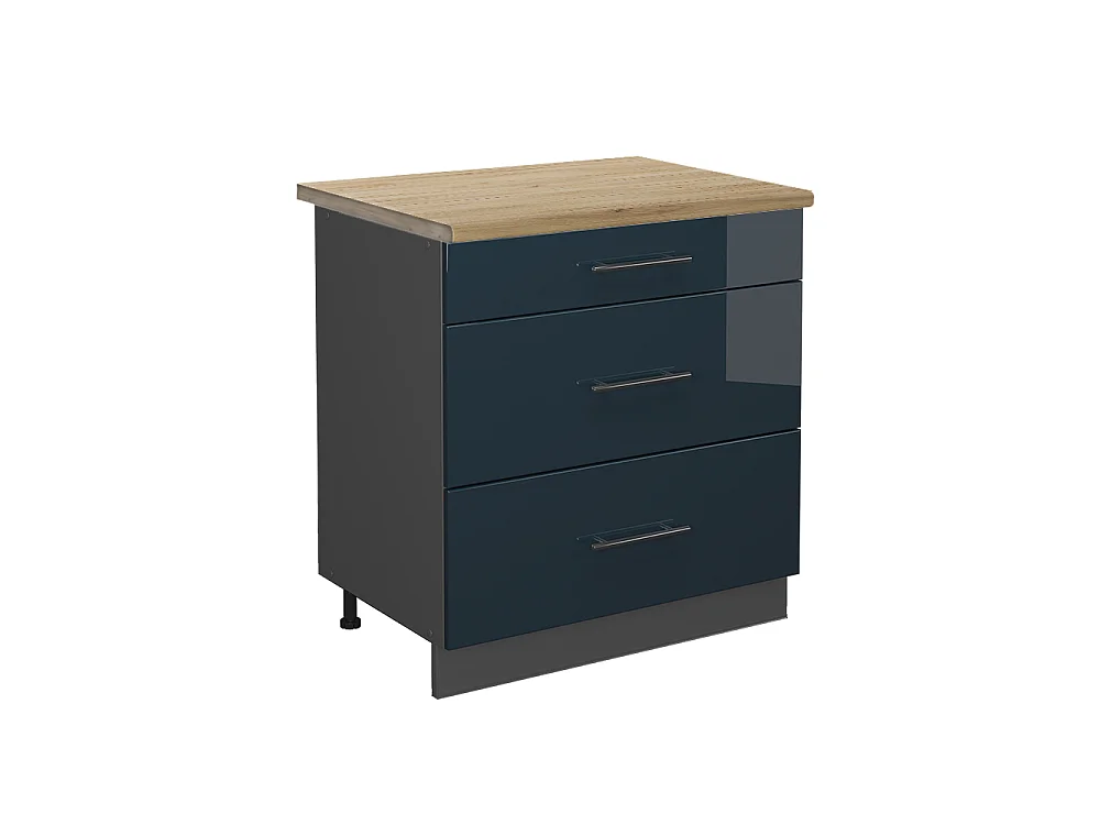 Mobiletto base per cucina blu scuro lucido 80x60x82 fame-line