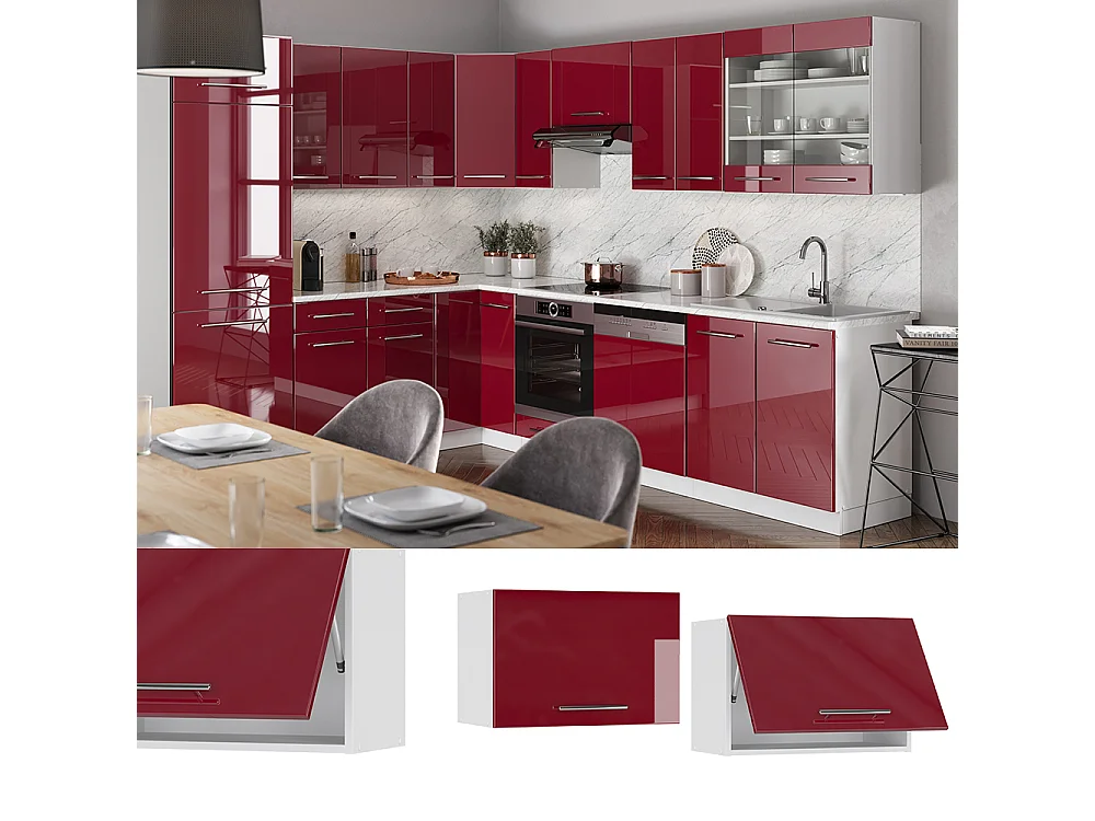 Armario colgante rojo burdeos alto brillo 60x34.1x40 fame-line