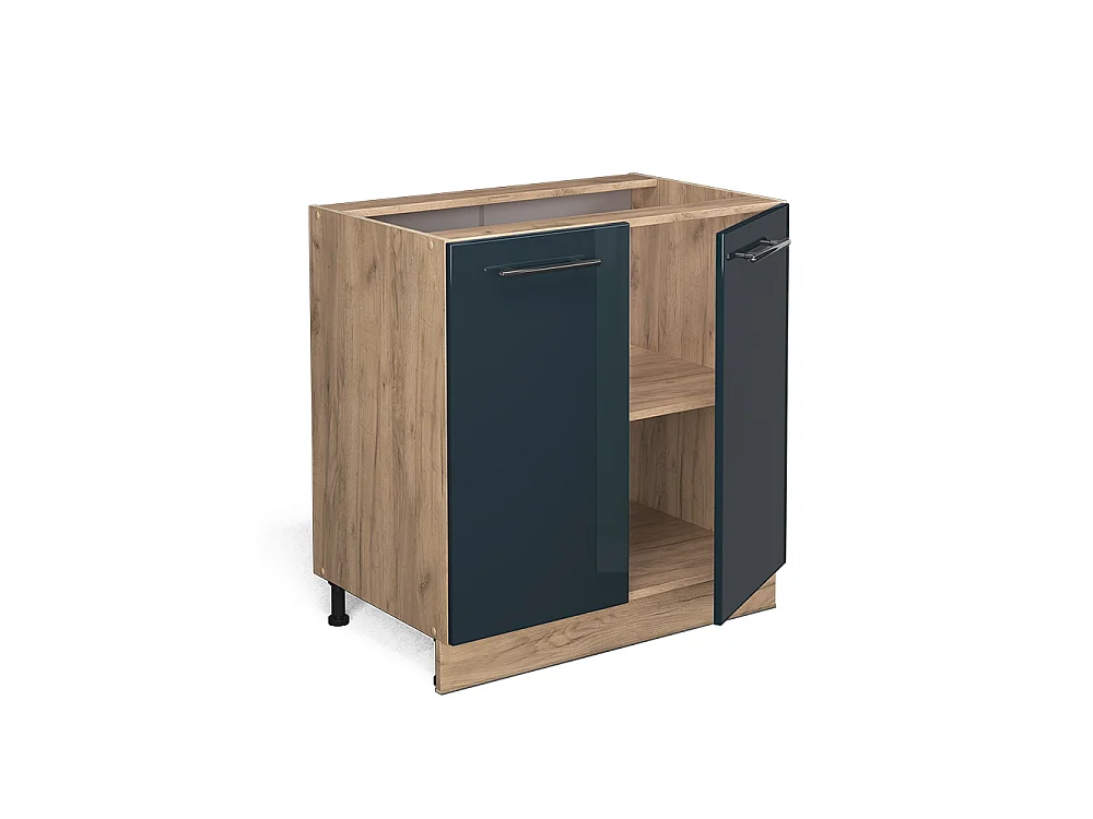Meuble bas de cuisine bleu foncé brillant 80x51.6x82 fame-line
