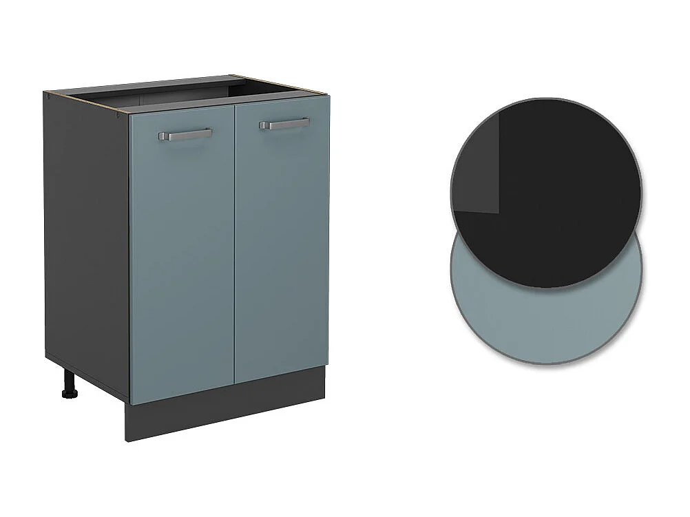 Meuble bas de cuisine bleu-gris 60x46x81.6 r-line