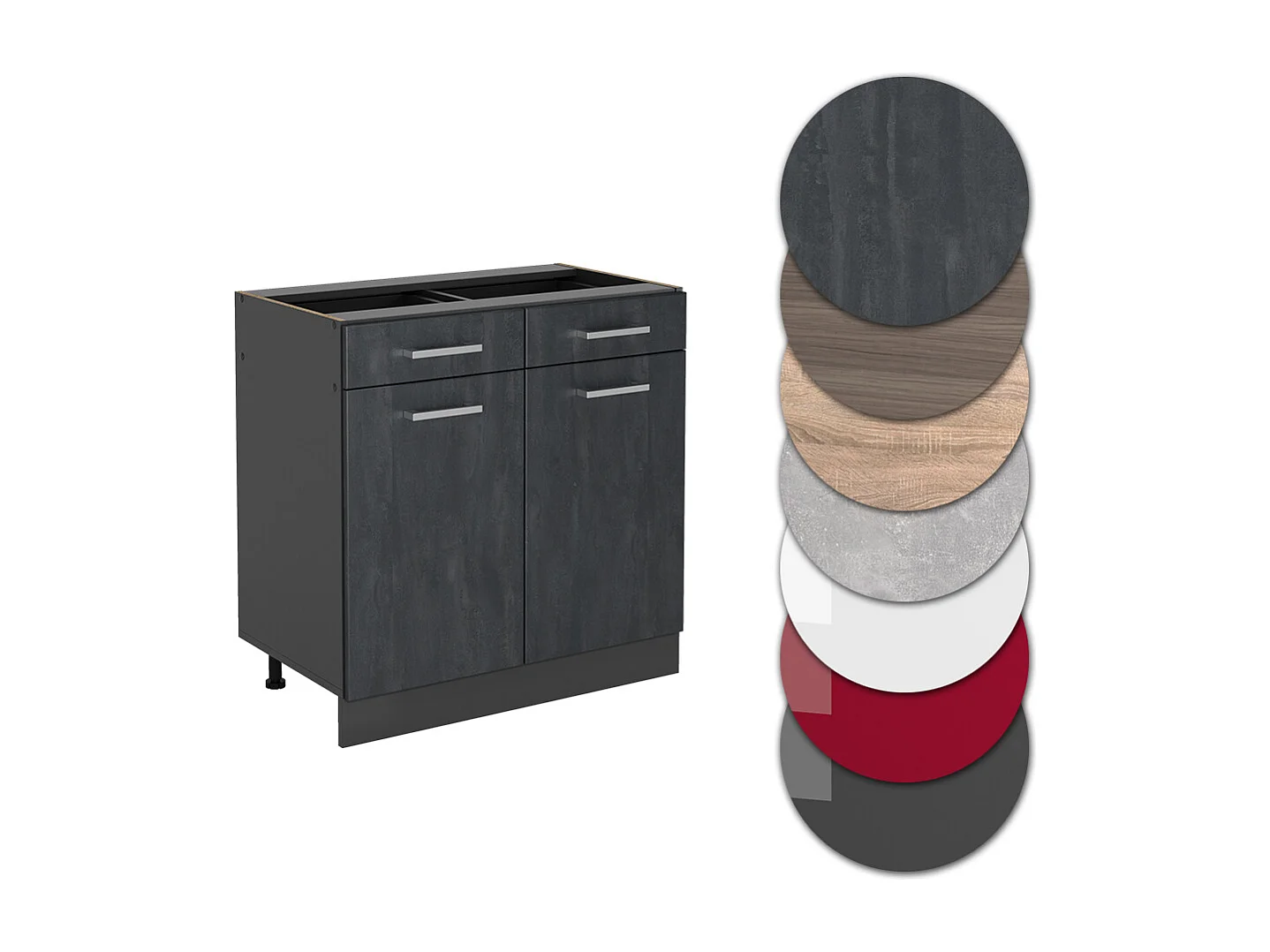 Mueble bajo de cocina hormigón negro 80x60x81.6 r-line