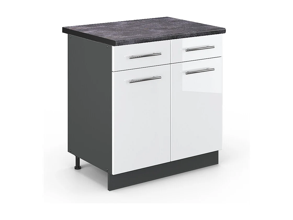 Meuble cuisine blanc haute brillance 80x60x82 fame-line