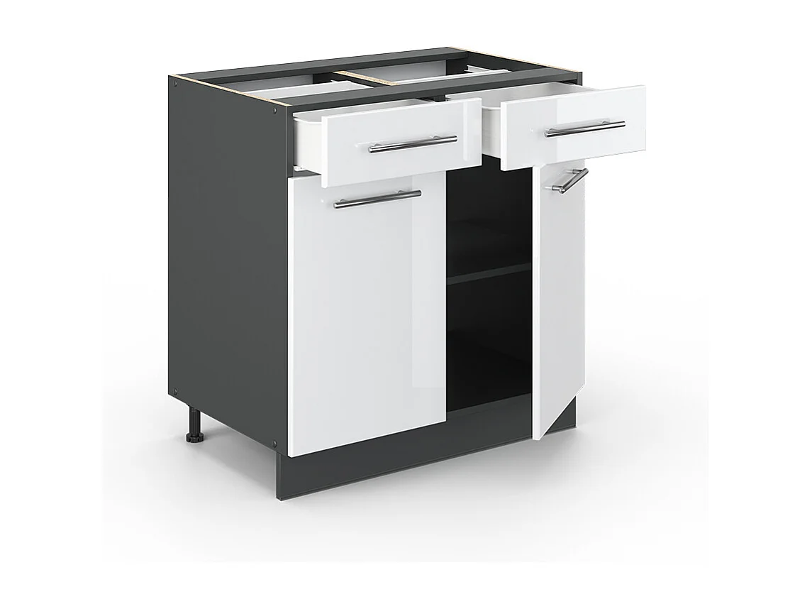 Meuble cuisine blanc haute brillance 80x60x82 fame-line