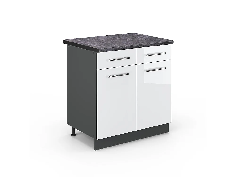 Meuble cuisine blanc haute brillance 80x60x82 fame-line