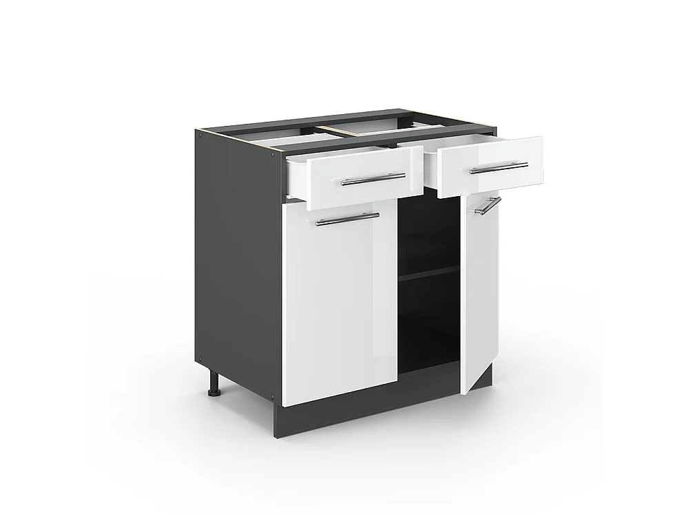 Meuble cuisine blanc haute brillance 80x60x82 fame-line