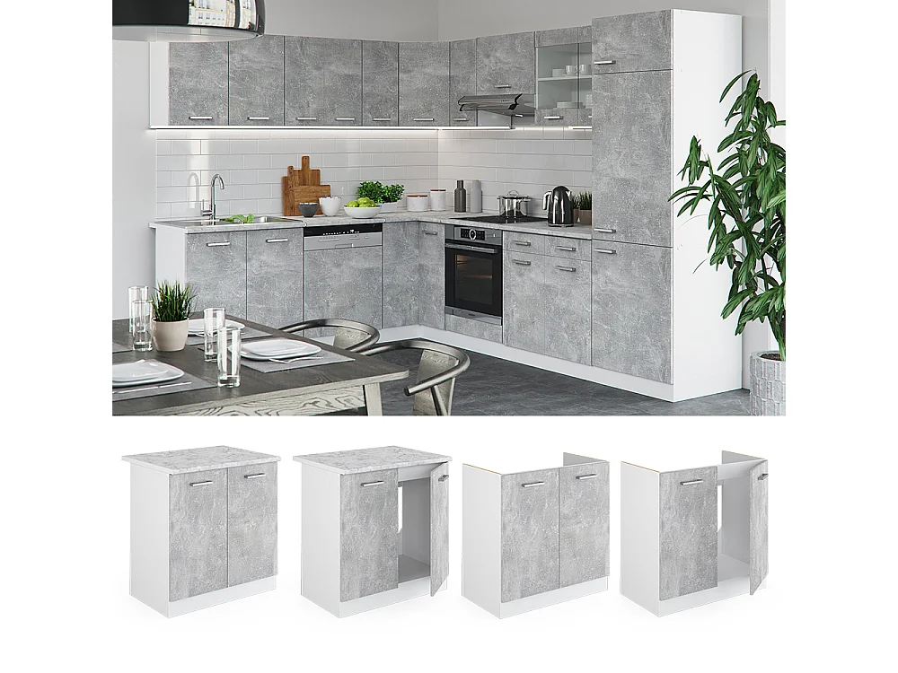 Mobile lavello cucina calcestruzzo 80x60x81.6 r-line