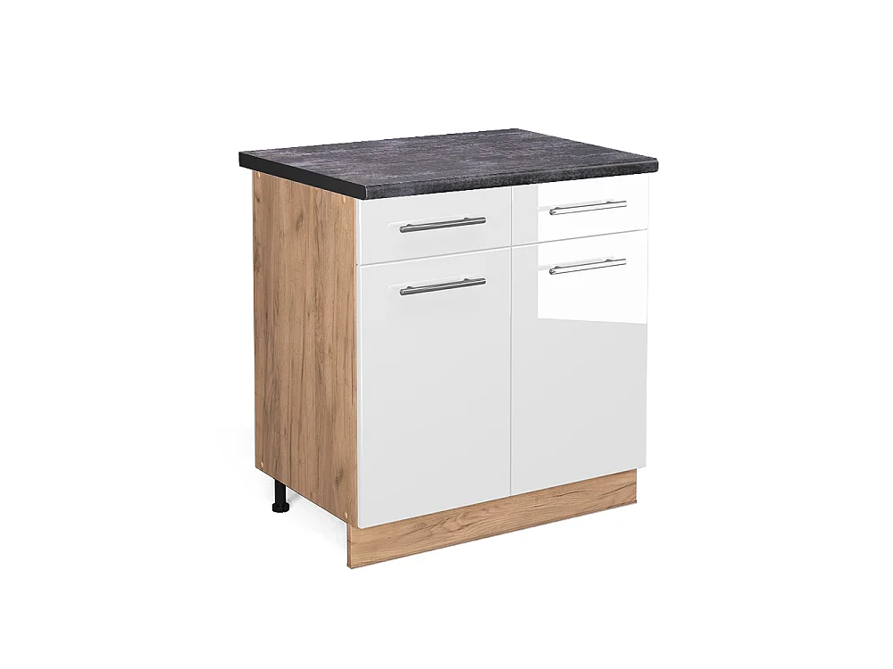 Meuble cuisine blanc haute brillance 80x60x82 fame-line