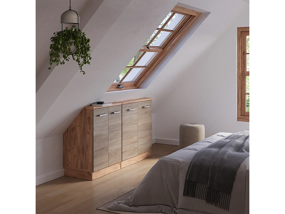 Armario de cocina para techo inclinado sonoma 140x46x81.6 r-line