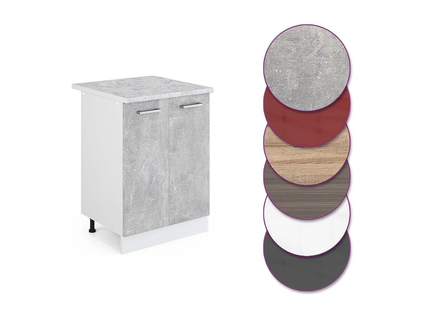 Meuble bas de cuisine béton 60x60x81.6 r-line