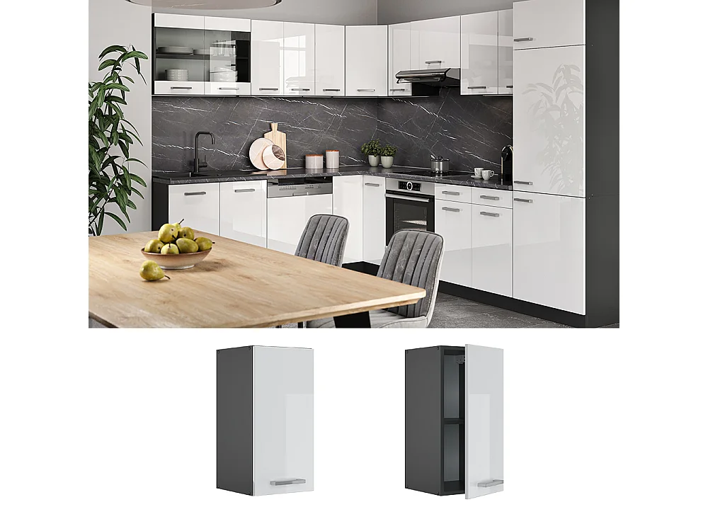 Wall cabinet white high gloss 30x31x60 r-line
