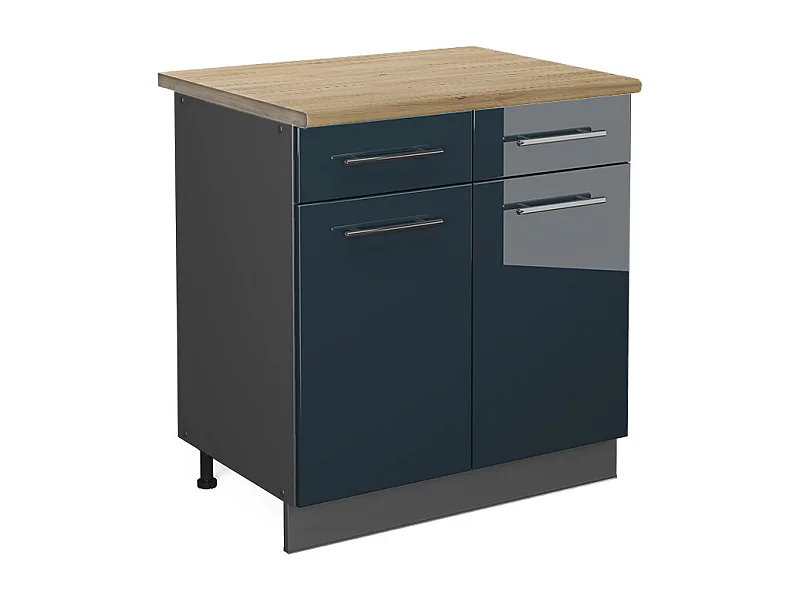 Mueble bajo de cocina azul oscuro alto brillo 80x60x82 fame-line