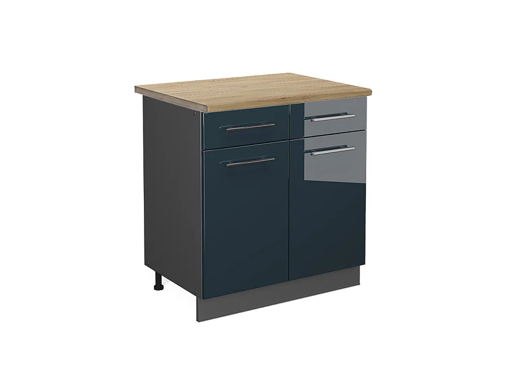 Kitchen base cabinet dark blue high gloss 80x60x82 fame-line