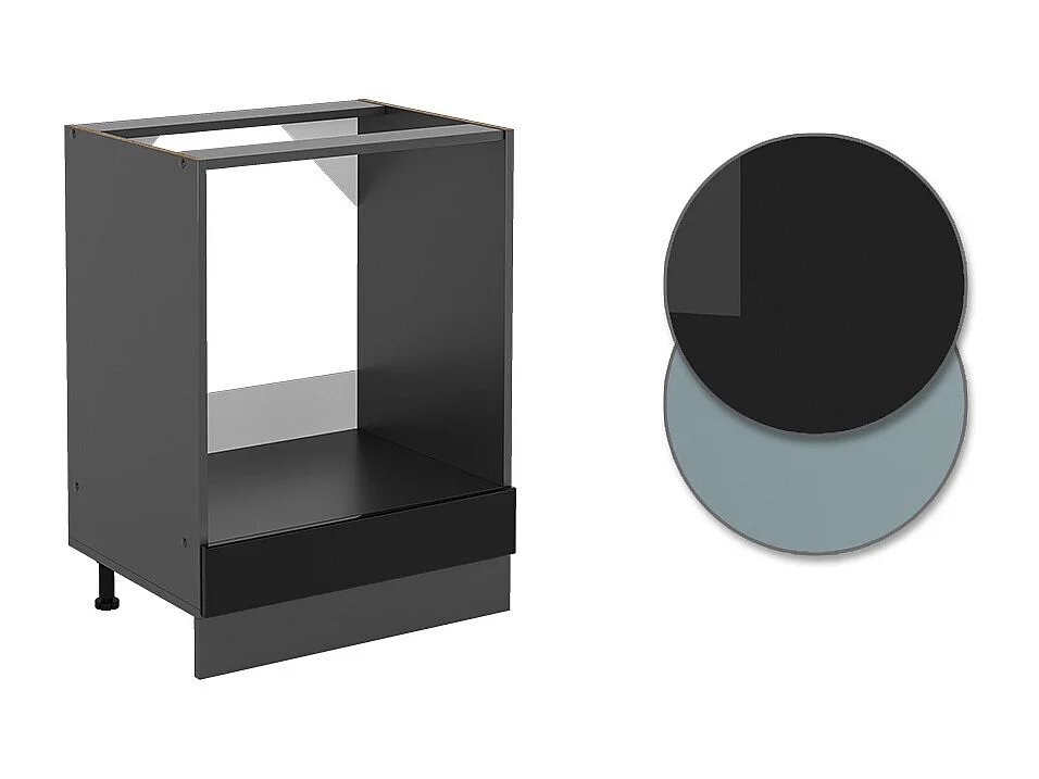 Meuble pour four noir haute brillance 60x46x81.6 r-line