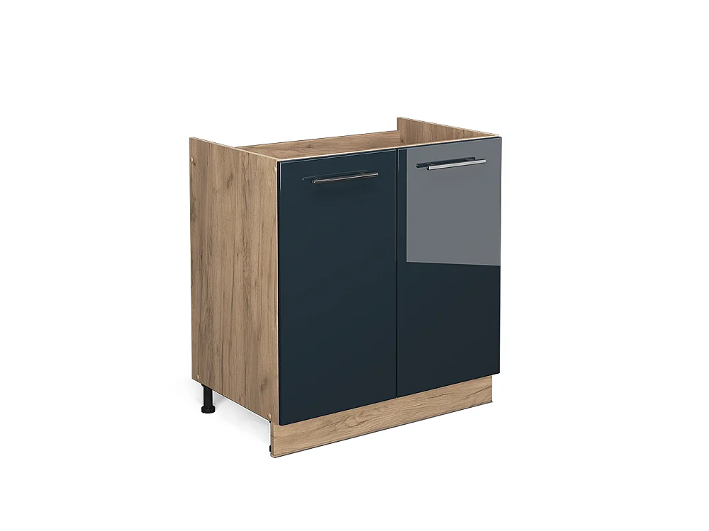 Armario bajo para fregadero azul oscuro alto brillo 80x51.6x82 fame-line