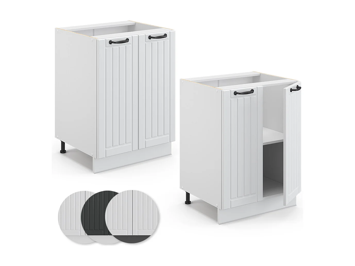 Meuble bas de cuisine blanc campagne 60x60x82 fame-line