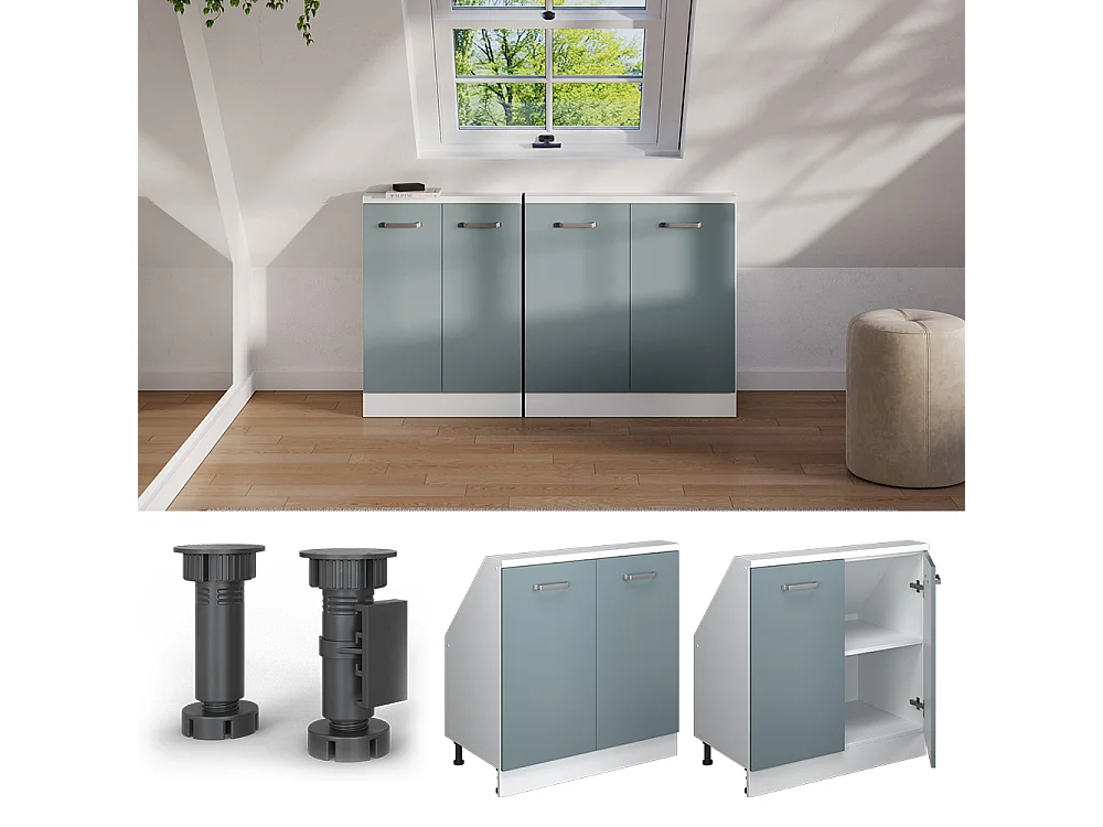 Armario de cocina para techo inclinado gris azulado 80x46x81.6 r-line