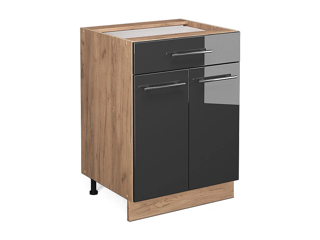 Mobiletto base per cucina antracite lucido 60x51.6x82 fame-line