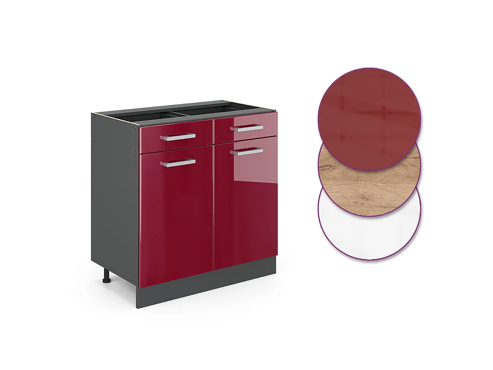 Meuble cuisine rouge brillant 80x60x81.6 r-line