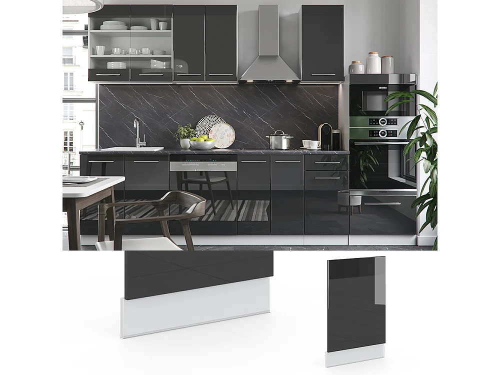 Façade anthracite haute brillance 45x1.6x67.4 fame-line