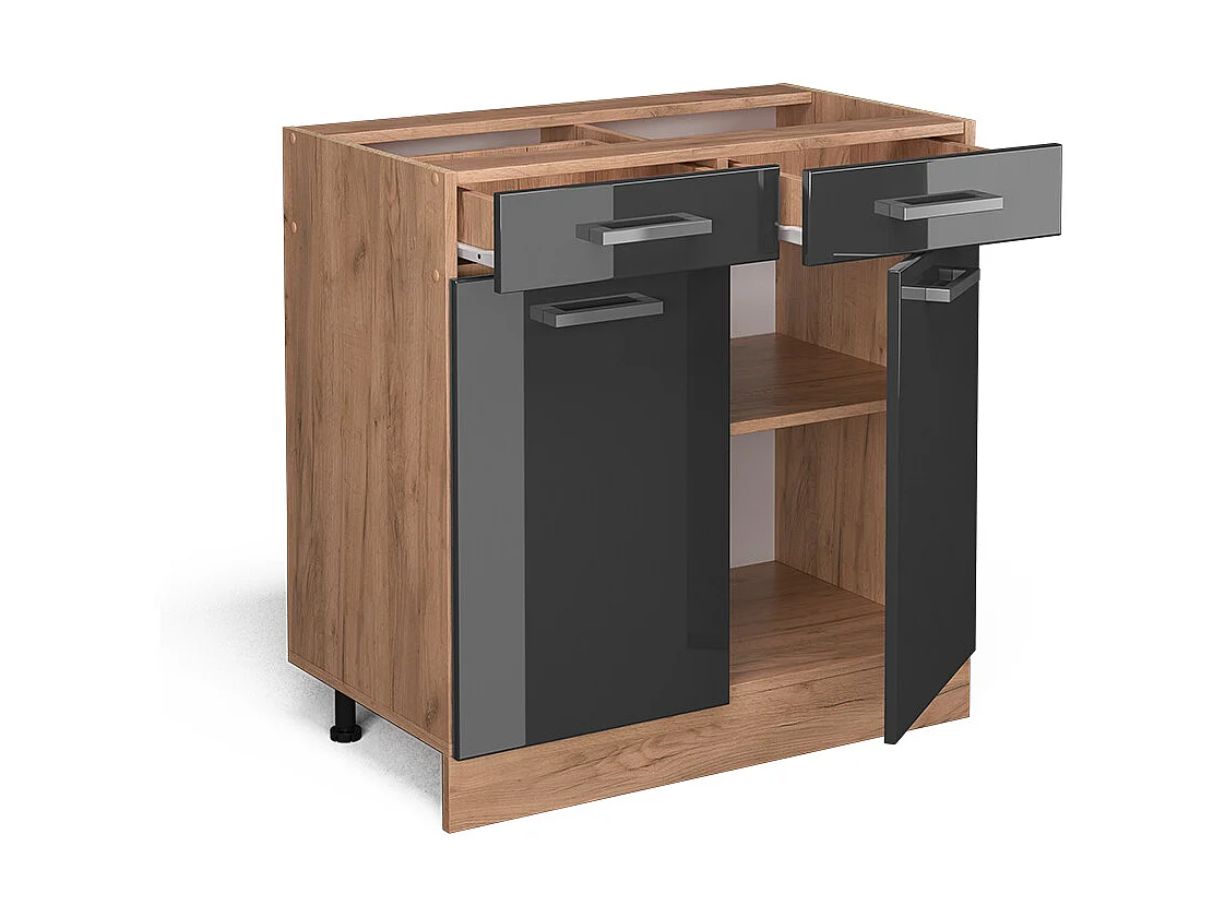 Mueble bajo de cocina antracita alto brillo 80x60x81.6 r-line