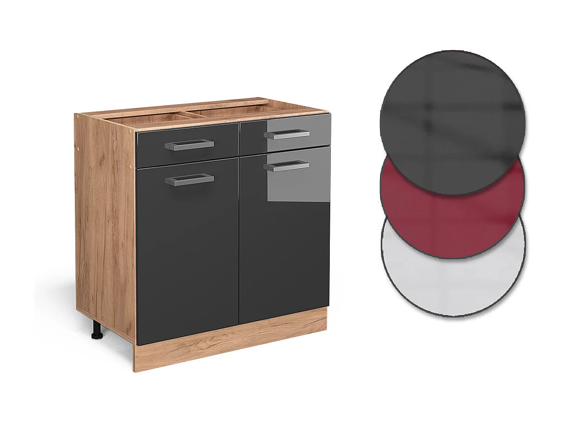 Mueble bajo de cocina antracita alto brillo 80x60x81.6 r-line