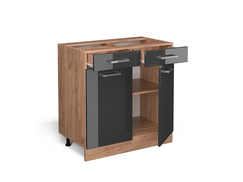 Meuble cuisine anthracite haute brillance 80x60x81.6 r-line