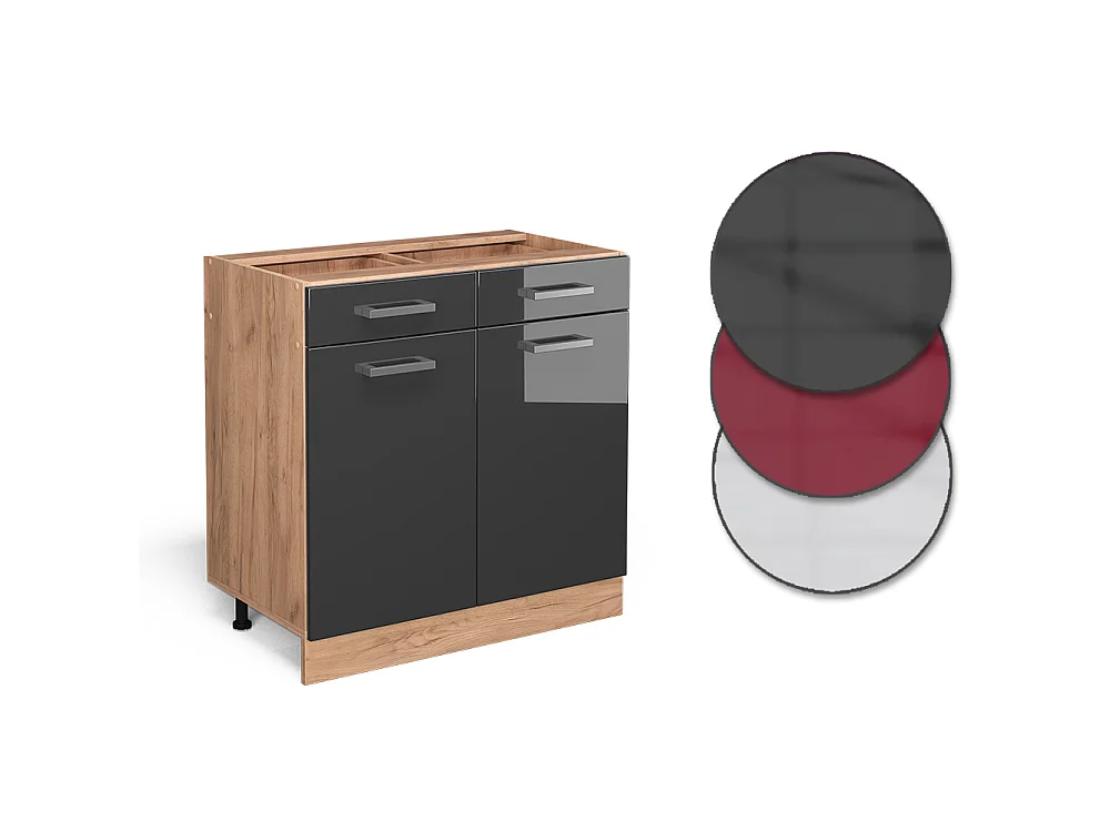 Meuble cuisine anthracite haute brillance 80x60x81.6 r-line