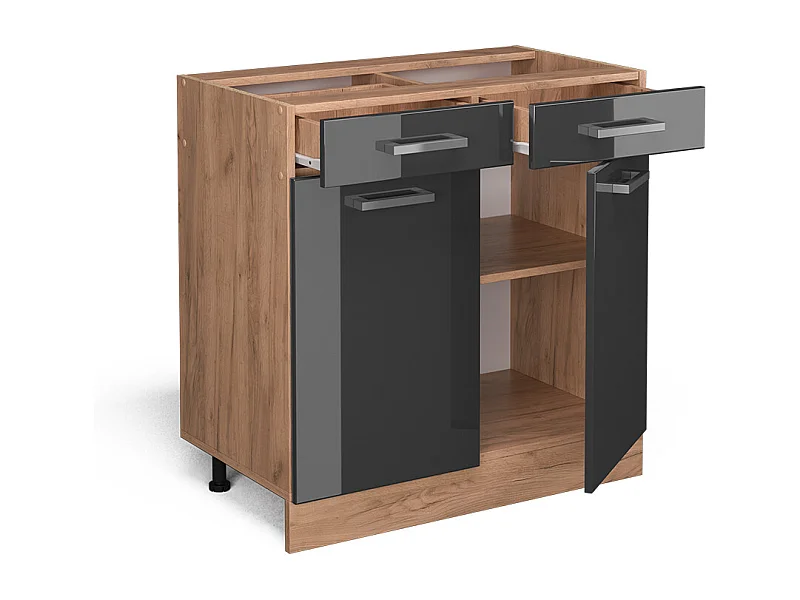 Meuble cuisine anthracite haute brillance 80x60x81.6 r-line