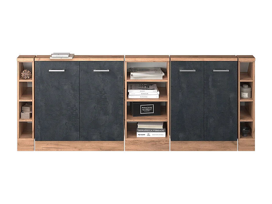 Armario de cocina para techo inclinado hormigón negro 215x46x81.6 r-line