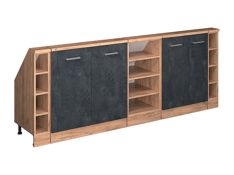 Meuble sous pente béton noir 210x46x81.6 r-line