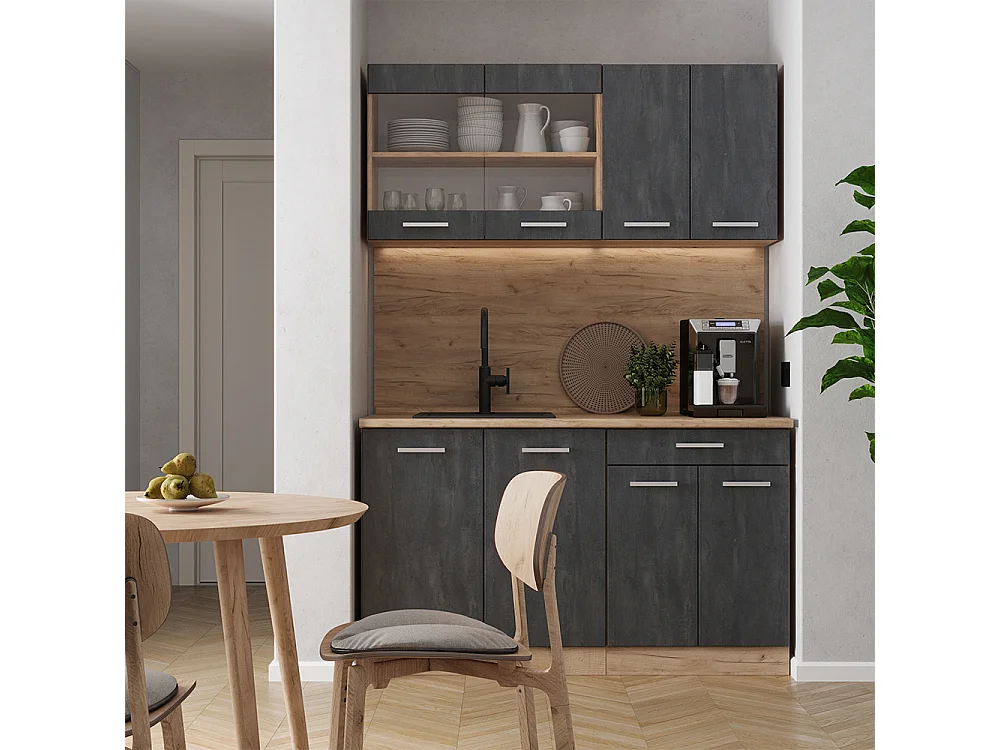 Meuble sous pente béton noir 210x46x81.6 r-line
