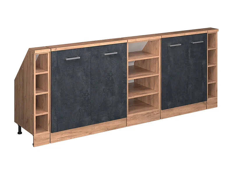 Mobile cucina sottotetto calcestruzzo nero 215x46x81.6 r-line