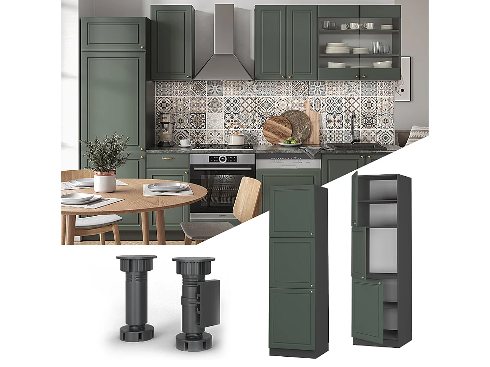 Armario para horno empotrado verde dorado casa de campo 60x58x206.8 fame-line