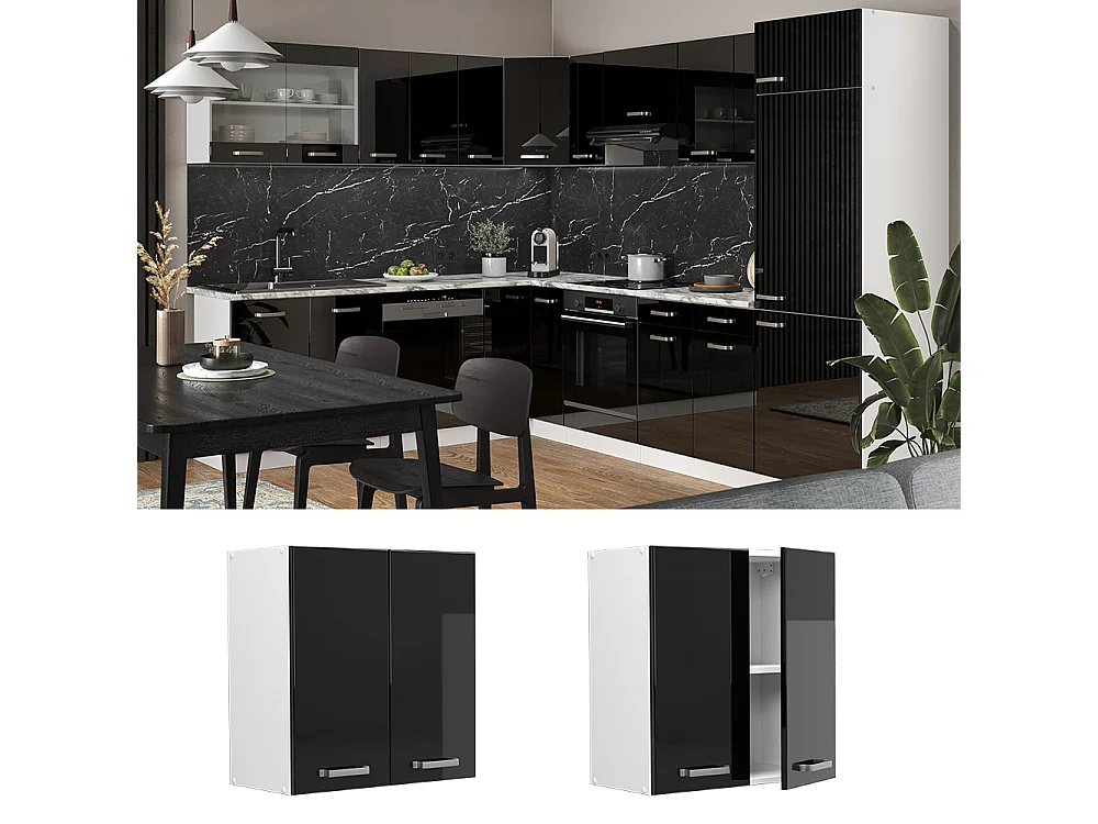 Armario colgante negro brillo intenso 60x31x60 r-line