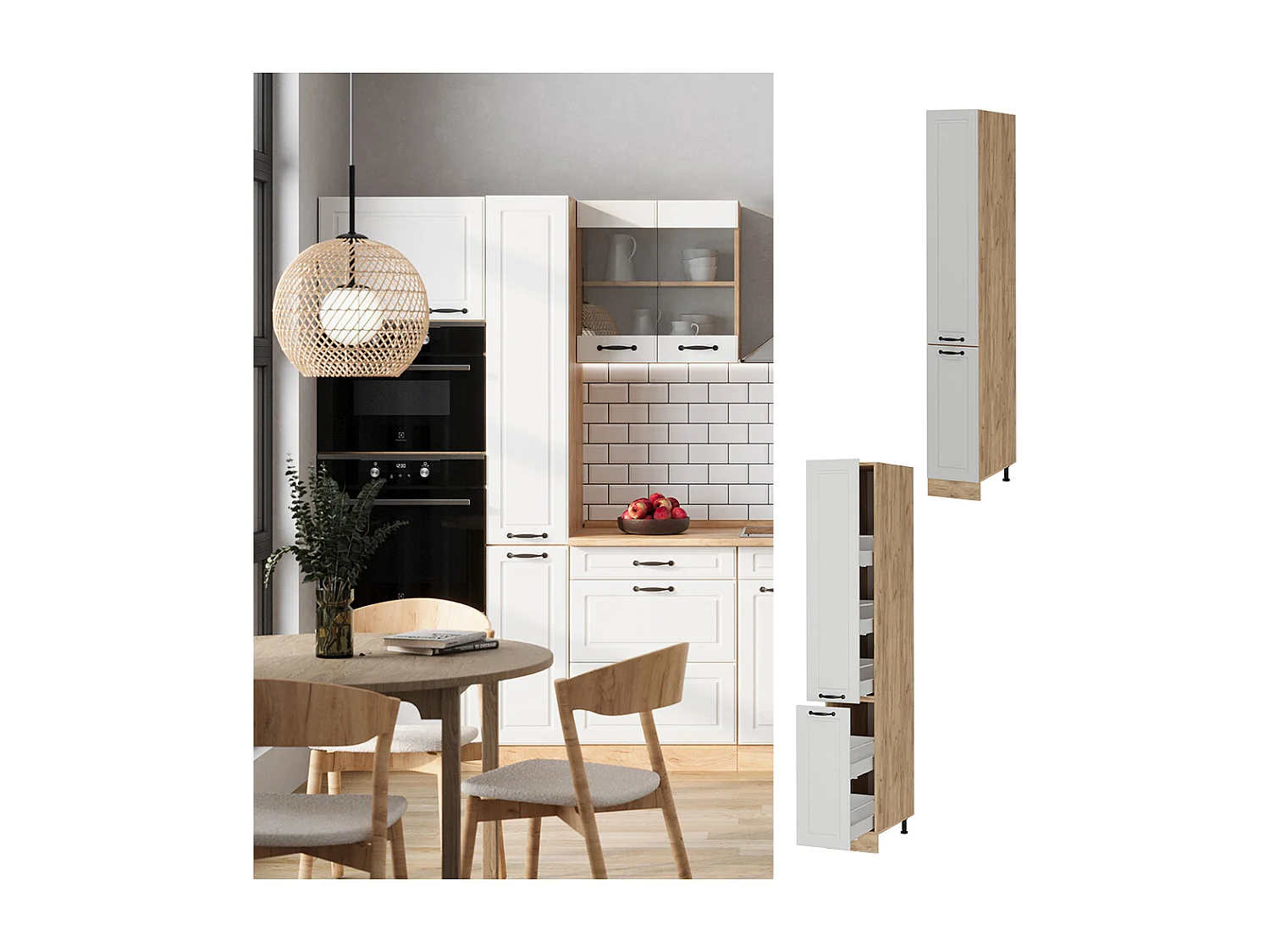 Meuble haute de cuisine blanc campagne 30x57.2x206.8 r-line