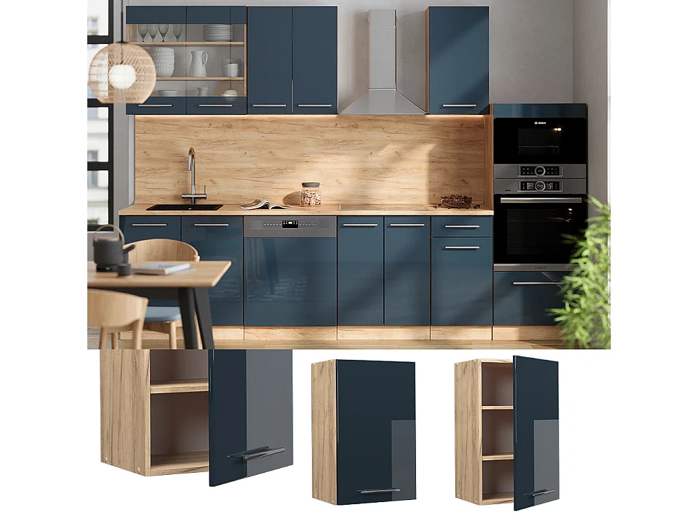 Armario colgante azul oscuro alto brillo 45x34.1x72 fame-line